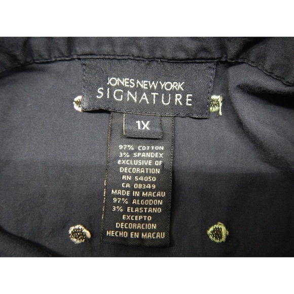 Jones New York Signature Button Up Shirt Top Women's Plus Size 1 Blue Polka Dot - Picture 3 of 7